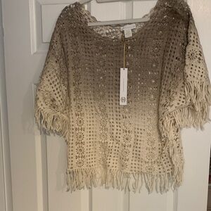 House of Harlow 1960 Tan Crochet Swim Coverup